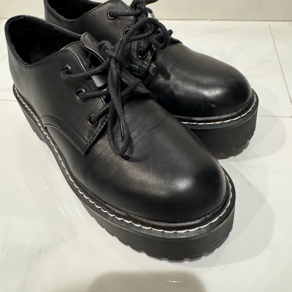 Black Leather Platform Shoes
